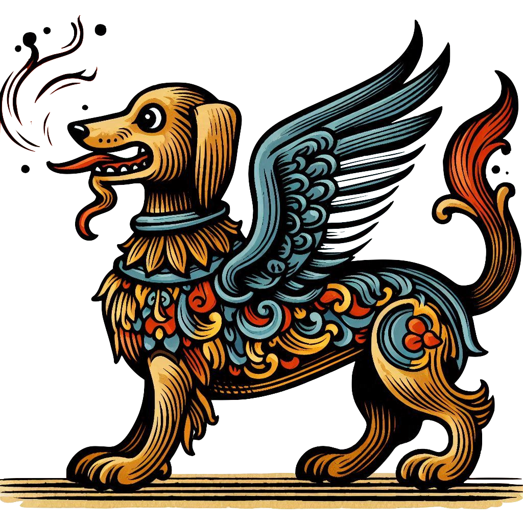 Fire-spitting dog.