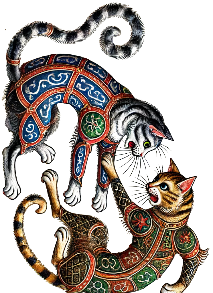Fighting cats.